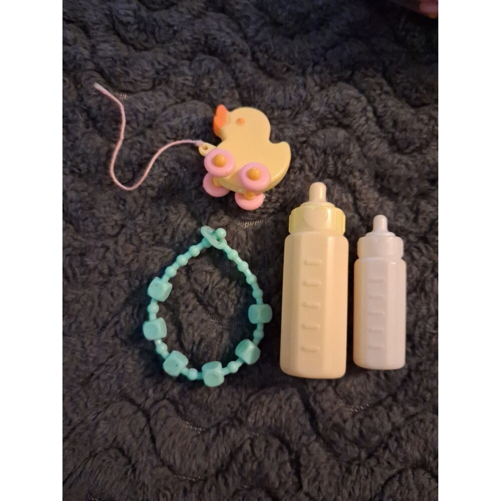 Vintage My Little Pony Baby Accessory lot Necklace Bottle Duck Pull toy